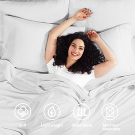 Empyrean Extra Deep Pocket Fitted Sheet - 110 GSM Deep Pocket Bed Sheet Set – Soft Deep Pocket 6 Piece Set - 60 x 80 inches - Queen Size Sheets - Silver Light Gray