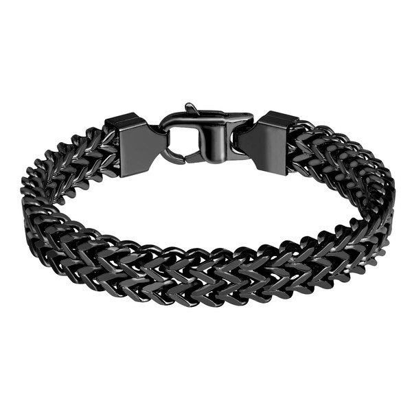 GLOVSTIA Chain Bracelet for Men - Black Plated Men's Link