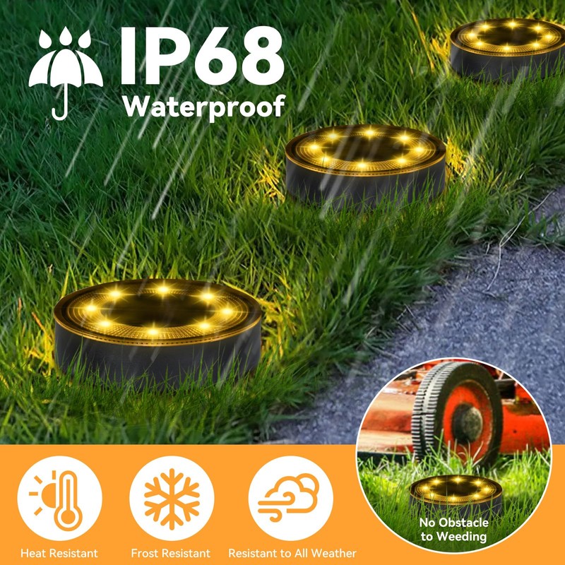 ELUTENG Solar Lights for Outside, 8 Pack Solar Ground Lights