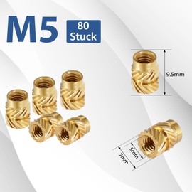 Threaded Insert M5 Melting Thread Insert Nuts Pack of 80 Threaded Insert 3D Printing M5 x 9.5 x 7 mm Threaded Inserts Melting Nuts Thread Inserts for 3D Printing Components and Plastic Parts