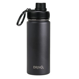 DRINCO Stainless Steel Water Bottle Spout Lid Vacuum Insulated Double Wall Water Bottle Wide Mouth (40oz 32oz 22oz 18oz 14oz) Leak Proof Keeps Cold or Hot (18 oz, 18oz Black)