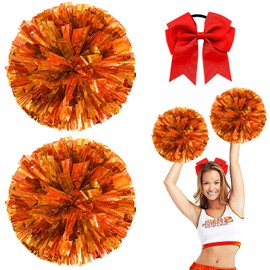 Nuyoah Cheerleader Pompoms Cheerleading Pack of 2 Cheerlead Pompoms Cheerleading Pong Pongs Cheerleader Pom Poms Cheerleading Metal Foil for Sports Competition Carnival Parties