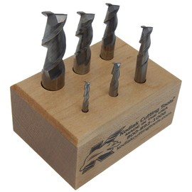 Kodiak Cutting Tools KCT1021812SET High Performance Aluminum Micrograin Cutting Carbide End Mill Set, Made in USA, 1/8"-1/2", 2 Flute (Pack of 6)