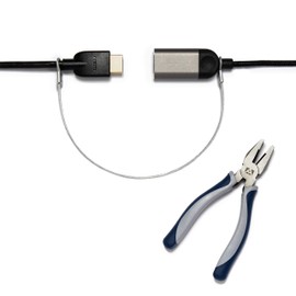 TetherTies Heavy Duty Cable Lock: A Tamper-Resistant, Pre-assembled Stainless Cable Tether Kit for Computers, Adapters & Dongles - Includes a Free Crimping Tool for Easy Installation (Silver, 10 Pack)