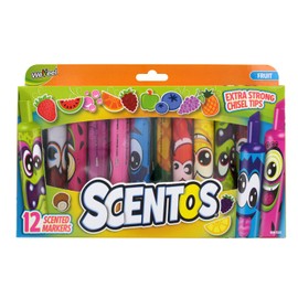Scentos Scented Markers, Chisel Tip, Assorted Colors, Pack of 12