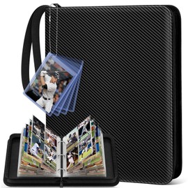 Mlikero 4 Pocket Trading Card Binder with Card Display Design, 440 Double Sided Pockets, Premium Sports Card Binder Compatible with MTG, TCG, Baseball Cards (Black)