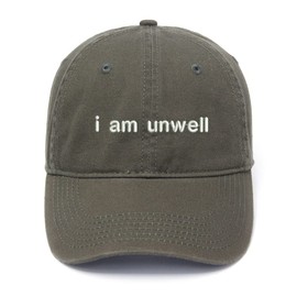 WINGZOO Baseball Caps I am Unwell Embroidered Cap Unisex Washed Cotton Adjustable Embroidery Cap Green