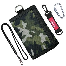 Bogoro Children's Slim Wallet with Key Fob, Children's Wallet, Boy Purse, Leather with RFID Protection, Children's Slim Wallet, Boys Purse, Children Boys, Army grey, 1
