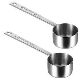 Gjinxi 2PCS 2 Tablespoon Coffee Scoop, Stainless Steel Long Handle Measuring Scoop for Dry and Liquid Ingredients (30ml, 1/8cup), Coffee Scooper for Measure and Ground
