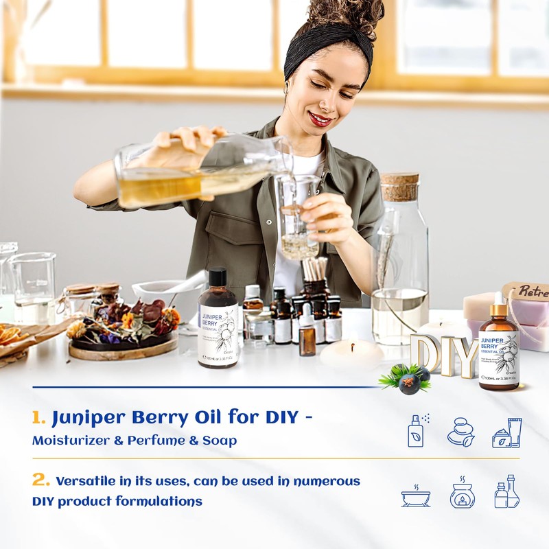 HIQILI 100ML Juniper Berry Essential Oil,100% Pure Natural Undiluted Premium