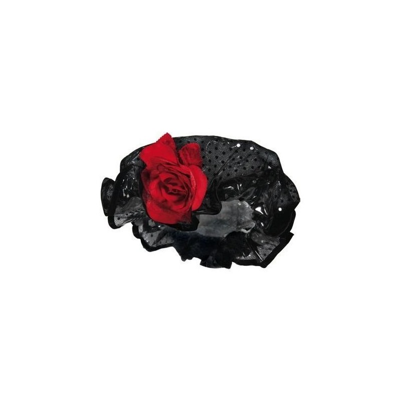 Kingsley Shower Cap Black With Red Rose by Kingsley