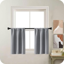 MRTREES Grey Rod Pocket Blackout Curtains for Campervan Kitchen and Bathroom Windows, 2 Panels Small Waterproof Curtains 60x60 CM 24x24 Inch Light Grey