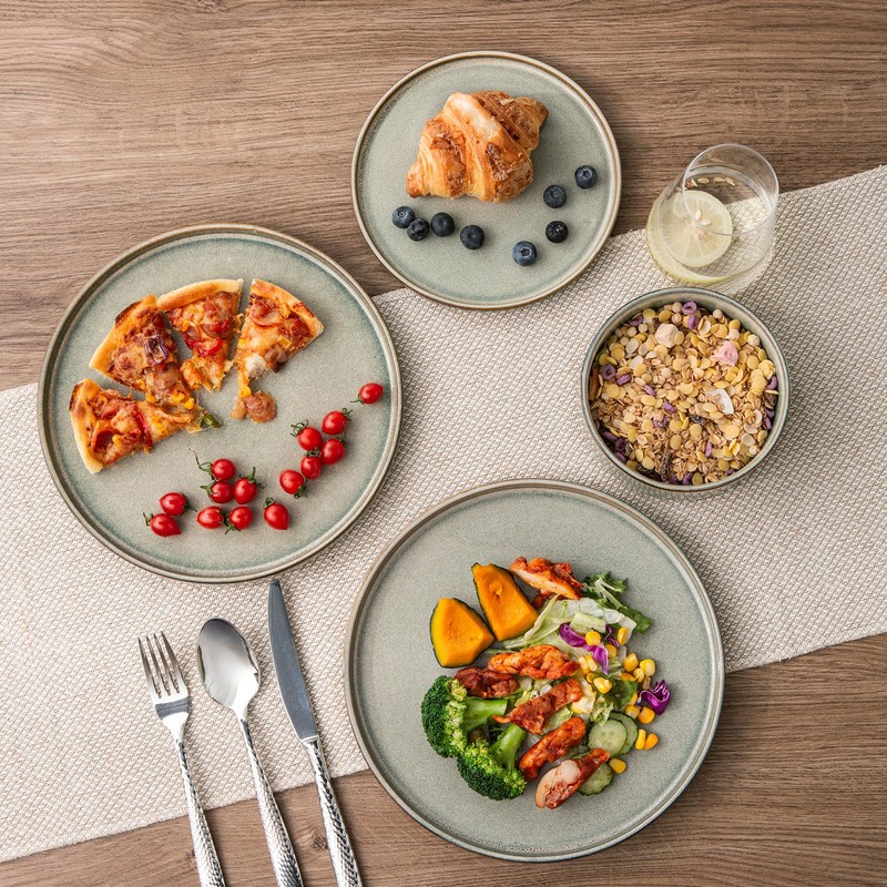 AmorArc Ceramic Dinnerware Sets, Handmade Reactive Glaze Stoneware Plates and