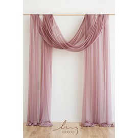 Ling's Moment 32Ft x 30" Extra Long Wrinkle-Free Wedding Arch Chiffon Draping Fabric Sheer Hanging Drapes, Red Mauve Curtain for Wedding Ceremony Reception Backdrop Party Home Garden Decorations