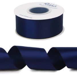 Ribbli Navy Double Faced Satin Ribbon,1-1/2” x Continuous 25 Yards,Use for Bows Bouquet,Gift Wrapping,Wedding,Floral Arrangement