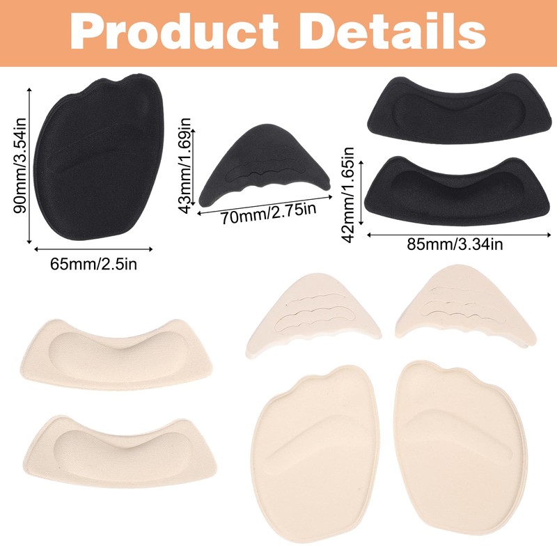 6 Pairs Shoe Filler Heel Pads for Womens Shoes, Adjust