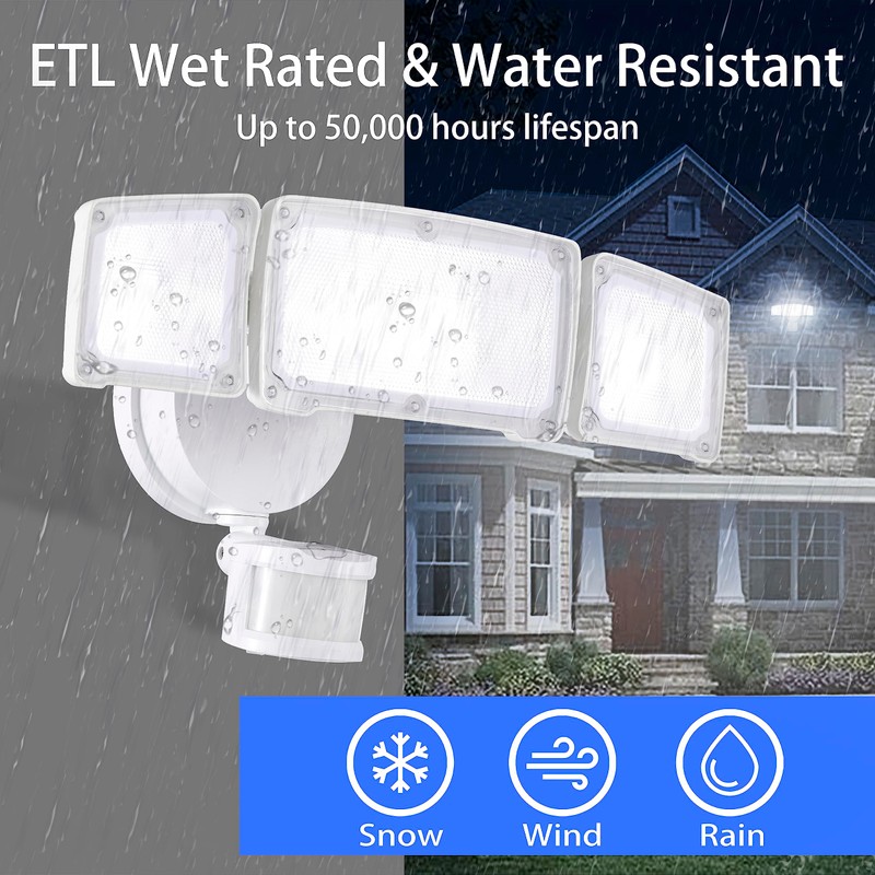 AWSENS Upgraded 3 Head LED Security Lights with Motion Sensor,