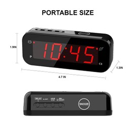 SUPLEDCK Small Digital Alarm Clock with Temperature Display - Battery Operated,Adjustable Brightness,Snooze,12/24Hr,Cordless,Night Mode - Ideal Beside Clock for Bedroom Desk Travel (Red Display)