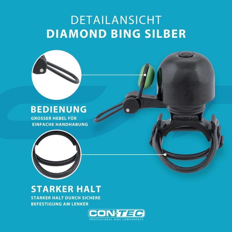 CONTEC Bike Bell Diamond Bing Bike Bell Rubber Ring 26mm
