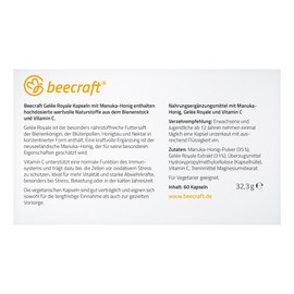 Beecraft Gelée Royale Kapseln mit Manuka-Honig und Vitamin C, 60 Kapseln