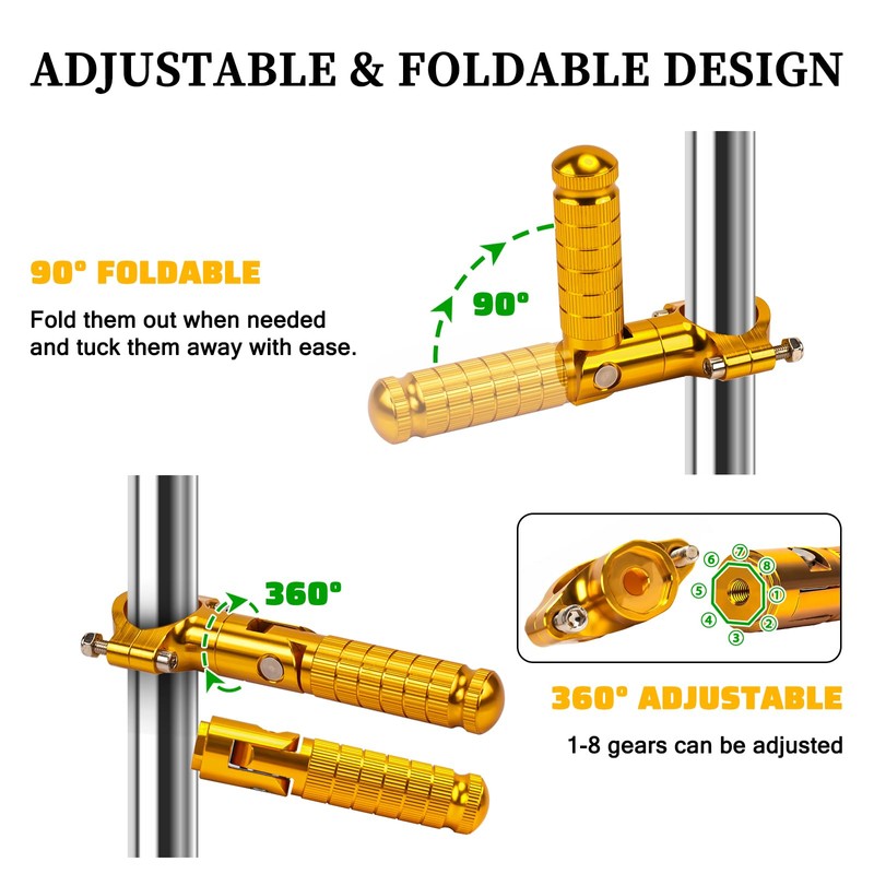 XINGWU Foldable Motorcycle Highway Foot Pegs Universal for 1-1/4" 32mm