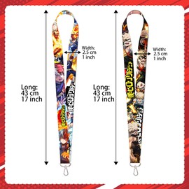 Babymiu Anime Hero Lanyard with ID Holder（2 Pack） for Key String Wallet. Anime Accessories Decor Gifts Merch Party Supplies Keychain Card Stocking Filler for Teens Teacher Office.