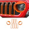 JeCar 9pcs Orange Grill Inserts Headlight Covers Trim Kit for