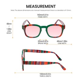 Medspex Pink FL41 Reading Glasses +7.00 Green Purple Stripe Fluorescent Light Sensitivity Indoor Outdoor Photophobia Reader