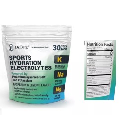 Dr Berg Sports Hydration Sea Salt Electrolytes Powder, Raspberry Lemon Flavor