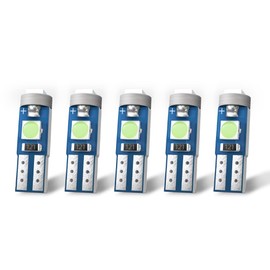 Nanpoku T5 LED Ice Blue Meter Sphere Wedge Bulb, High Brightness, Diffusing, 12V, For Cars and Motorcycles, Pack of 5