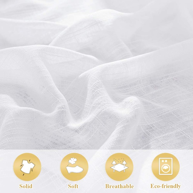 RYB HOME White Sheer Curtains for Living Room Privacy Semi