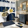 Navy Blue Bathroom Sets with Hookless Shower Curtain and Rugs