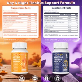 Wellcatcher Tinnitus Support for Ear Ringing: Liposomal Flavonoids Tinnitus Supplement Supports Inner Ears Healthy Auditory Nerve Function & Sleep, Daytime Nighttime 24H Kits for Adults Vegan 120CT