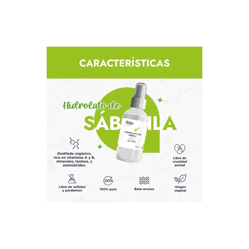 Hidrolato de Sábila Hebbe Cosmetics Aloe Vera Tónico Facial y