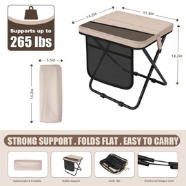 Soly Portable Folding Stool,14.2"Collapsible Camp Stool with Storage Pocket