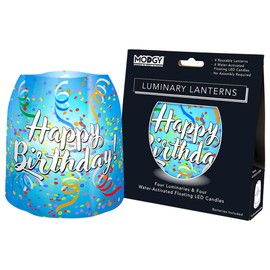 MODGY Luminary LED Lantern Decorative Candle Holder Indoor Outdoor Decor, Plastic Candle Lamp for Wedding Table Centerpiece Porch, Flameless Floating Candles, Happy Birthday