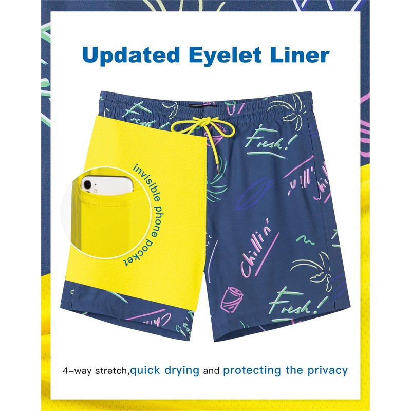 SURF CUZ Mens Swim Trunks with Compression Liner Quick Dry