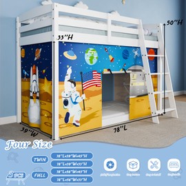 YRDKB - Litera de astronauta – Cortinas premium y personalizables de dibujos animados para niños para mejorar la creación imaginativa cortinas de recámara (3 piezas, individuales)