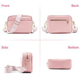 TIAASTAP Crossbody Bags for Women - Leather Handbags & Shoulder Bags Ladies Camera Cross Body Bag with Adjustable Wide Strap and Chain for Travel Shopping Work (Pink)