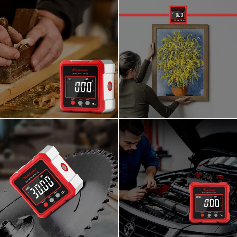 Sanliang Digital Angle Finder Tool with Electronic Laser，Rechargeable Digital Angle