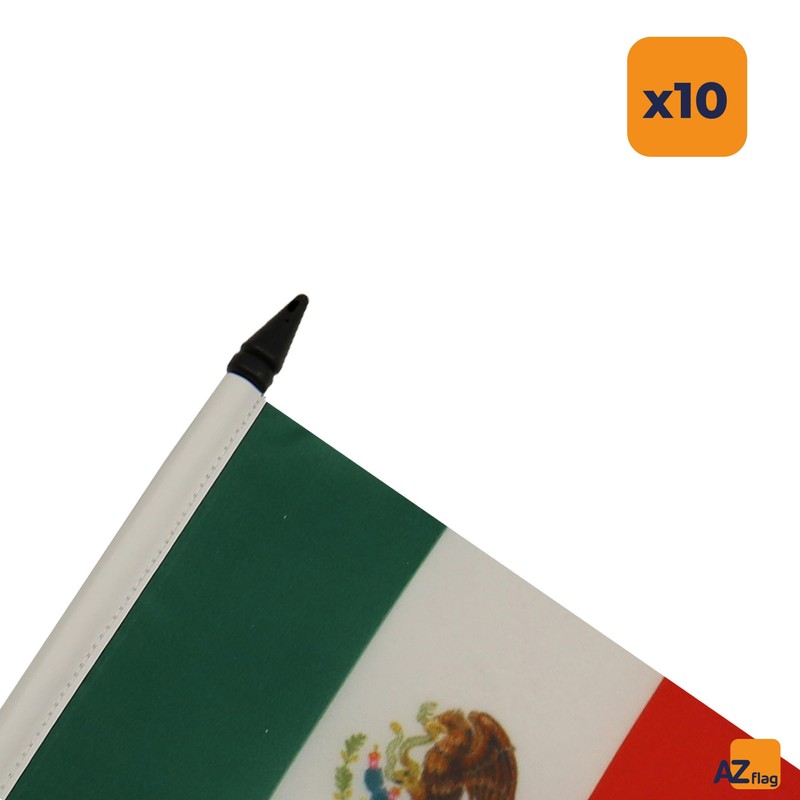 AZ FLAG Pack of 10 Mexico Table Flags - 6"