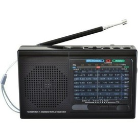 Supersonic 9-Band Rechargeable Bluetooth AM/FM Radio (Black) with USB/SD MP3