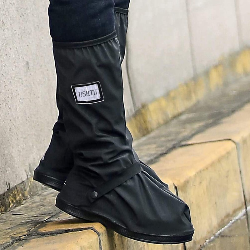 USHTH USHTH Black Waterproof Rain Boot Shoe Cover with Reflector
