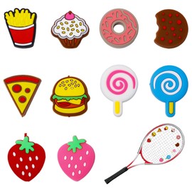 Sxutop Tennisschläger Stoßdämpfer 10 Stück Tennis Vibration Dämpfer Silikon Niedlich Vibrationsdämpfer Tennis Kinder mit Burger Kuchen Pommes Lutscher Erdbeeren Form für Tennisschläger Zubehör