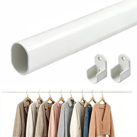 EKETE Oval Closet Rod for Hanging Clothes,18 to 40 Inch Adjustable Closet Rods white Metal Closet Rods,Heavy Duty Closet Hanging Rod Expandable for Closet, Wardrobes, Bathroom, Laundry