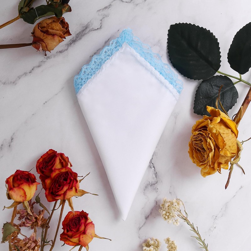 HOULIFE - Pañuelos para mujer con encaje, pañuelos de algodón