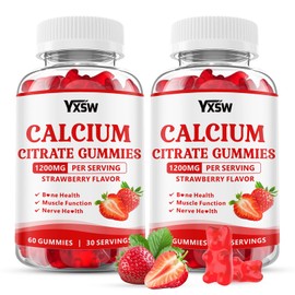 Calcium Citrate Gummies 1200mg, Chewable Calcium Supplement for Women & Men, Sugar Free Calcium for Bone, Muscle & Immune Support, Gluten Free, Vegan, Non-GMO, Strawberry Flavor, 120 Count
