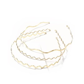 Pack of 3 Metal Hair Bands, Women's Wave Headband, Headband, Non-Slip Headbands, Headwear, Hair Accessories for Daily Wear, Outdoor Sports, Yoga, Mixed Gold