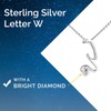 Diamond Letter Necklace Letter W, Sterling Silver Initial Necklace with