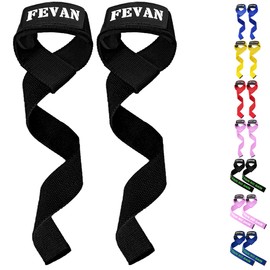 FEVAN Gym Straps, Weightlifting, Powerlifting, Gym, Dead Weight - Lifting Straps - Women and Men (Black)